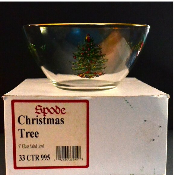 Vintage Spode Christmas Tree Salad And Serving Bowl Original Box Holiday Dining - Picture 1 of 3